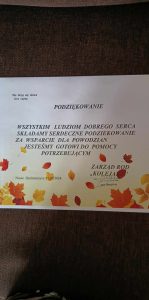 Podziękowania za zbiórkę dla powodzian